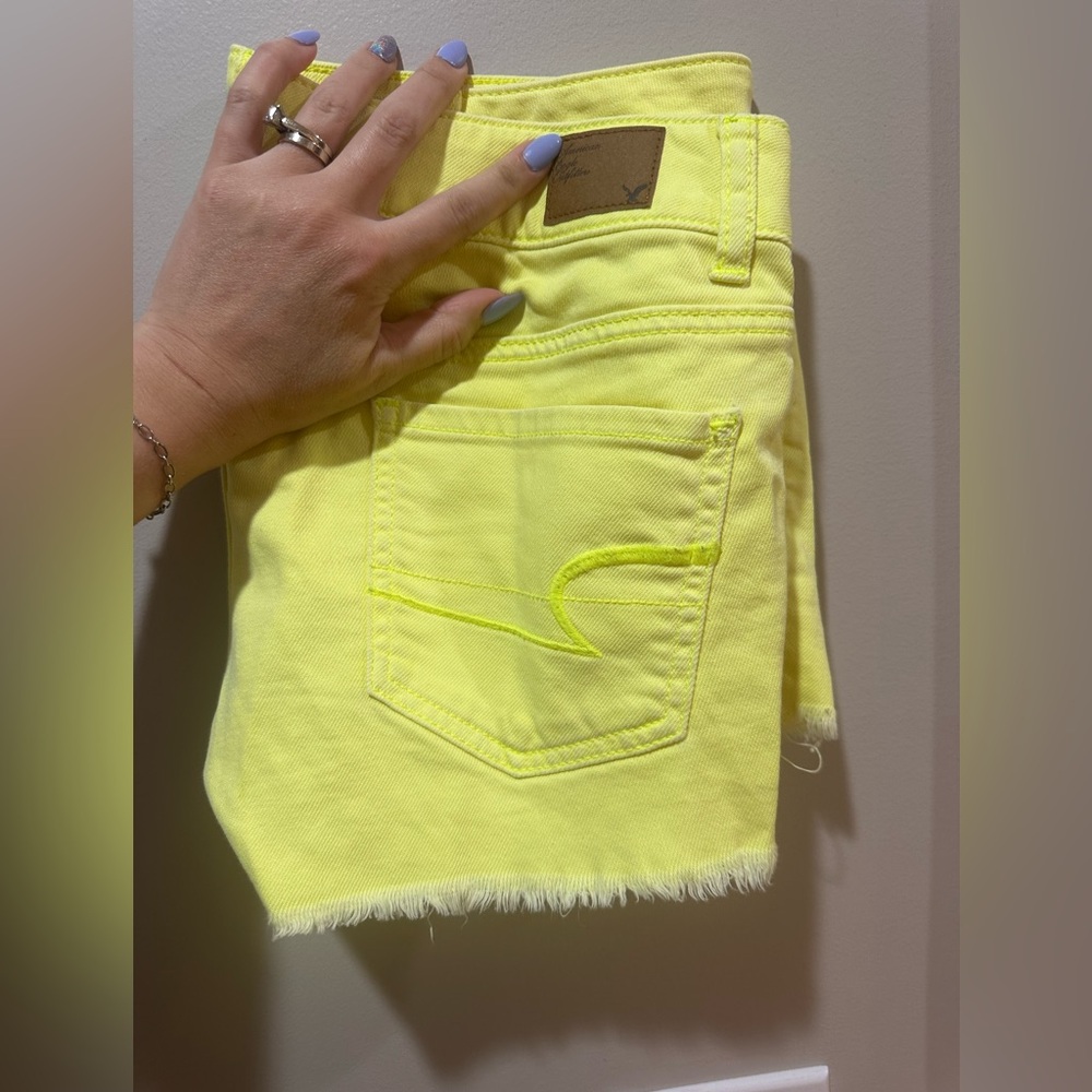 American eagle yellow denim shorts